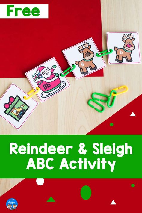 Hitch Up Santa and the Reindeer! Letter Activities Kindergarten, Free Printable Reindeer, Matching Uppercase And Lowercase Letters, Curriculum Themes, Christmas Literacy Activities, Abc Activities Preschool, Christmas Science Activities, Abc Activity, Christmas Literacy