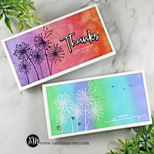 Dandelion Cards, Slimline Card Ideas, Slim Cards, Slim Line Cards, Simon Says Stamp Blog, Dandelion Wishes, Slimline Cards, Stamp Tutorial, Thank You Greetings