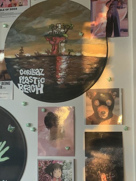 Gorillaz Painting, Bestie Board, Record Painting, Gorillaz Art, Cd Art, Round Canvas, Gorillaz, Bedroom Makeover, Room Inspo