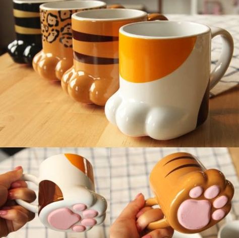 Tanah Liat, Tassen Design, Cat Coffee Mug, Cute Kitchen, Cat Coffee, Cat Mug, Cat Paws, Cute Mugs, Cups And Mugs