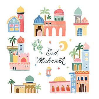 Eid Sketch, Sketch Islamic, Mosque Sketch, Arabic Illustration, Background For Wedding Invitation, Muslim Background, Templat Amplop, Arabic Pattern Design, Wreath Background