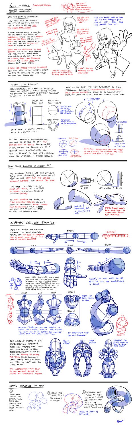 Nsio explains: Foreshortening by Nsio on DeviantArt Realistic Tutorial, Drawing Realistic, Manga Tutorial, Anatomy Tutorial, Perspective Drawing, Anatomy Drawing, Art Instructions, The Human Body, Drawing Skills