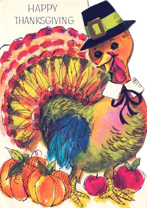 Vintage Thanksgiving Illustrations, Retro Thanksgiving Images, Happy Thanksgiving Vintage, Happy Thanksgiving Cute, Watercolor Thanksgiving, Welcome November, Autumn Diy, Retro Thanksgiving, Thanksgiving Time