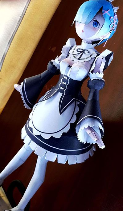 Paperized Crafts: Re:Zero - Rem Paper Model Paper Craft Figure Anime, Anime Figure Papercraft, Anime Papercraft Templates, Anime Paper Doll, Paper Crafts Anime, Pokemon Alcremie, Paper Figurines, Anime Papercraft, Paperized Crafts