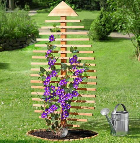 Pine Leaf-Shaped Trellis Bestows Garden with Summer-Ready Look Gardening Flowers, Have Inspiration, Front Yard Landscaping Design, Garden Trellis, Garden Structures, Garden Crafts, Yard Landscaping, Garden And Yard, Front Yard Landscaping