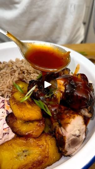 Jerk Chicken With Rice, Jamaican Rice, Rice Peas, Jerk Marinade, Chicken With Rice, Jamaican Food, Rice And Peas, Jerk Chicken, Jamaican Recipes