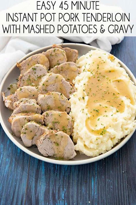 Garlic Pork Tenderloin, Instant Pot Pork Tenderloin, Instant Pot Pot Roast, Potato Gravy, Instant Pot Air Fryer, Food Instant Pot, Instant Pot Pork, Instant Pot Meals, Tenderloin Recipes