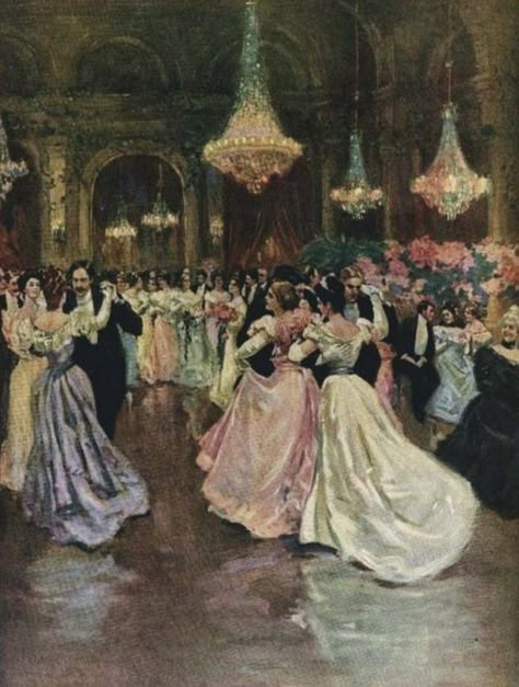 Victorian Ballroom, Ballroom Aesthetic, Couples Dance, Fancy Dress Ball, Ball Aesthetic, Ladies Home Journal, Victorian Paintings, Dance Paintings, Dancing Aesthetic