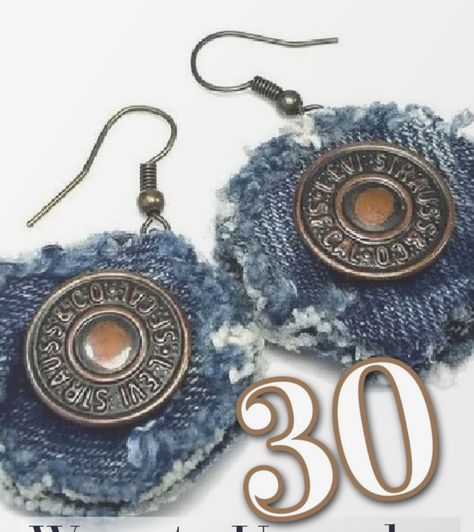 Återvinna Jeans, Denim Earrings, Denim Crafts Diy, Blue Jeans Crafts, Crochet Earrings Pattern, Denim Jewelry, Etsy Fabric, Fabric Earrings, Denim Crafts