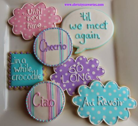 Goodbye Cookies, Farewell Cookies, Farewell Theme, Funny Cookies, Farewell Cake, Christmas Recipes For Kids, Goodbye Party, Coworker Humor, Farewell Party