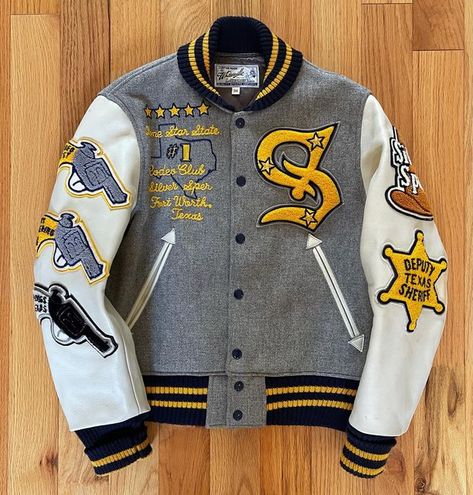 Varsity Jacket Patches, Lettermen Jacket, Letterman Jacket Patches, Grape Painting, Dude Clothes, Jacket Patches, Chenille Patches, Letterman Jackets, College Jackets