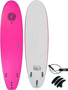 KONA SURF CO. Malibu Beginners Surfboard for Adults and Kids - Soft Board Foam Top Surfboard Foamie for Beach of Softboards - Includes Removable Fins and Leash (Pink, 6ft 6in) Pink Surfboard, Foam Surfboard, Surfboard Wax, Soft Board, Sporty Girl, Sporty Girls, Pink Brand, 2024 Vision, Surfboard