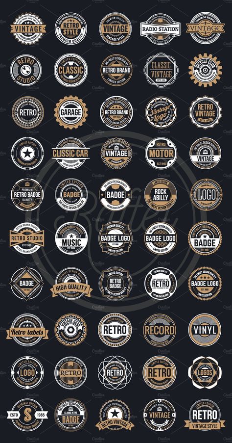 50 Vintage Round Badge  Logo by Raftel on @creativemarket Logo Design Package, Logo Round Design, Round Logo Ideas, Logo Circle Design, Vintage Badge Design, Vintage Badge Logo, Logo Design Round, Editing Logo, Logo Rond