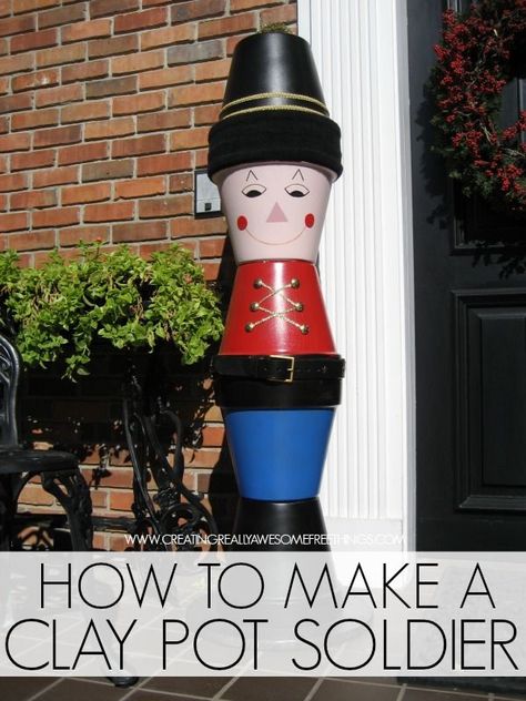 How to make a clay pot soldier! Homemade Nutcracker, Terra Cotta Pot Crafts, Flower Pot Crafts, Clay Pot Crafts, Clay Pot, Noel Christmas, Holiday Diy, Terracotta Pots, Christmas Deco