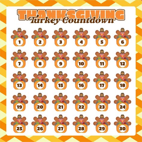 Turkey Countdown Printable Thanksgiving Calendar, Thanksgiving Countdown, Pumpkin Tree, Pumpkin Cutouts, Thanksgiving Tree, Thanksgiving Words, November Calendar, Blank Calendar Template, Classroom Calendar