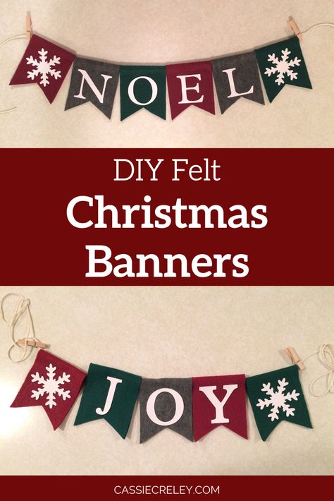 Christmas Banner Cricut, Cricut Felt Projects Christmas, Christmas Banners Ideas Diy, Christmas Banners Ideas, Felt Sandwich, Christmas Banner Diy, Cute Scarves, Diy Felt Christmas, Banners Ideas