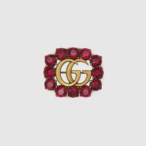 Metal Double G brooch with crystals Gucci Brooch, Gucci Gifts, Winter Jewelry, Gucci Jewelry, Bee Brooch, Gucci Fashion, Best Jewelry Stores, Designer Fashion Jewelry, Silver Brooch