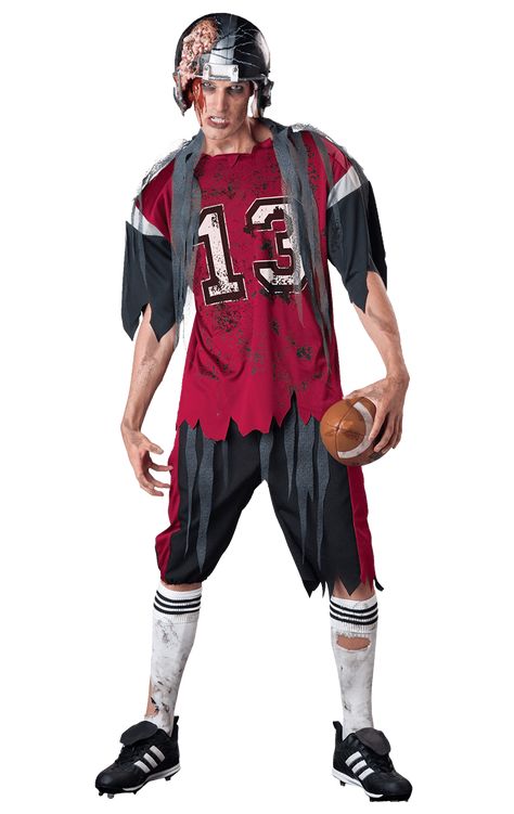 Zombie Football Player, Football Player Halloween, Zombie Fancy Dress, Football Player Costume, Cheerleader Halloween, Black And Grey Sleeve, Zombie Clothes, Zombie Man, Zombie Halloween Costumes