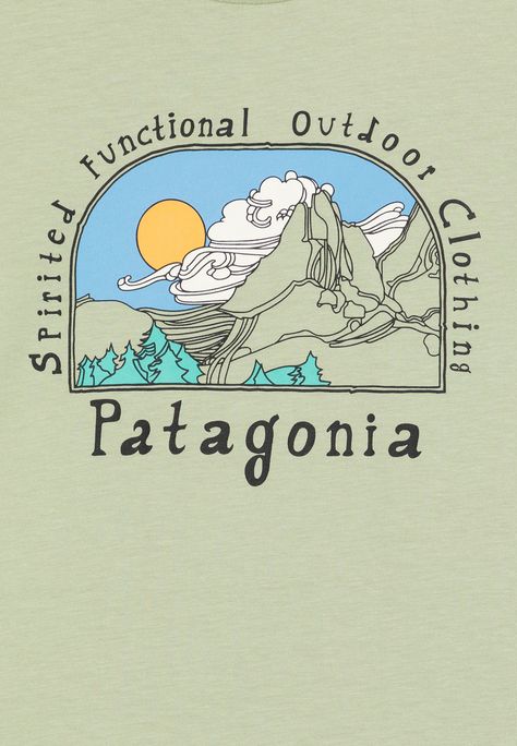 Patagonia BABY GRAPHIC UNISEX - Apdrukāts T-krekls - salvia green Patagonia Graphic Design, Patagonia Design, Patagonia Tshirt, Patagonia Shirt, Patagonia Baby, Baby Patagonia, Patagonia Shirts, Functional Clothing, Outdoor Brands