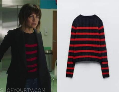 A Million Little Things: Season 5 Episode 9 Red & Black Striped Sweater Red Black Striped Sweater, A Million Little Things, Black Striped Sweater, Where To Buy Clothes, Tv Show Fashion, Kate Moss, Striped Sweater, Stripe Sweater, Black Stripes