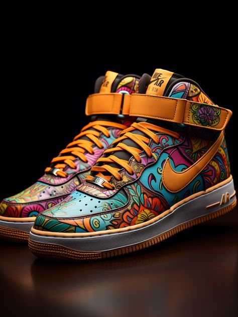 Alebrije Art, Shoe Custom, Shoe Hacks, Nike Shoes Women Fashion, Painted Shoes Diy, Custom Sneakers Diy, Custom Jordans, Futuristic Shoes, Custom Painted Shoes