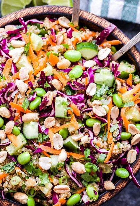 Thai Quinoa Salad, Salad With Carrots, Recipe Runner, Thai Quinoa, Mexican Quinoa Salad, Red Cabbage Recipes, Red Cabbage Salad, Kale Quinoa Salad, Quinoa Salad Recipe