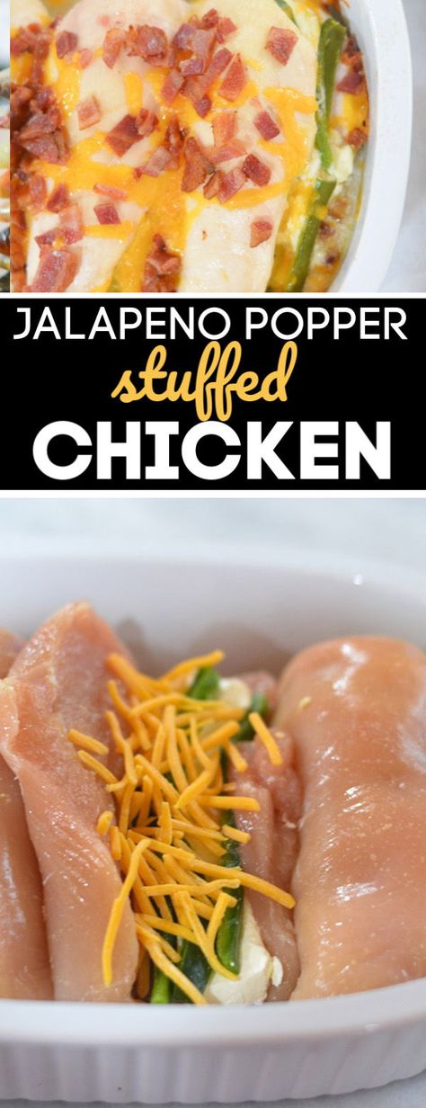 Jalapeno Popper Stuffed Chicken, Popper Stuffed Chicken, Recipes Jalapeno, Chicken Breast Oven Recipes, Chicken Breast With Bacon, Chicken Dishes For Dinner, Stuffed Chicken Breast Cream Cheese, Chicken Breast Stuffed, Actifry Recipes