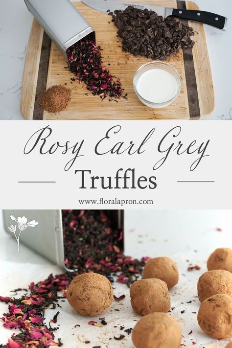 Rosy earl grey truffles combine all the best elements of chocolate and tea into an irresistible make-ahead, no-bake dessert. With only four ingredients and about half an hour of hands-on time, you can have delicious truffles ready to savor. Bonus: This recipe is vegan-friendly with just one ingredient swap! No Bake Truffles, Dessert Vegan, Earl Gray, Bittersweet Chocolate, Earl Grey, Cookie Scoop, Vegan Paleo, No Bake Desserts, Chocolate Bar