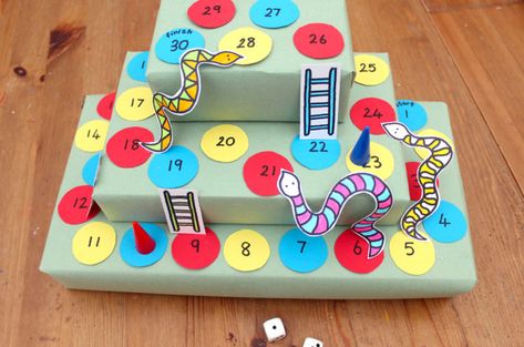 DIY Multi Level Snakes and Ladders - 3D Game | Mas & Pas Snake Ladder, Ladder Game, Ladders Game, Board Games Diy, Snakes And Ladders, Aktiviti Kanak-kanak, Creative Games, Diy Games, Game Board