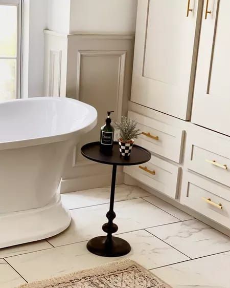 Cocktail or side tables and all prices http://liketk.it/3f4Hu @liketoknow.it @liketoknow.it.home #liketkit #LTKunder100 #LTKhome #LTKsalealert Table Next To Bathtub, Bathtub Side Table, Black Bathtub, Boutique Inspiration, Relaxing Bath, Inspiration Boards, Clawfoot Bathtub, Cocktail Tables, Side Tables