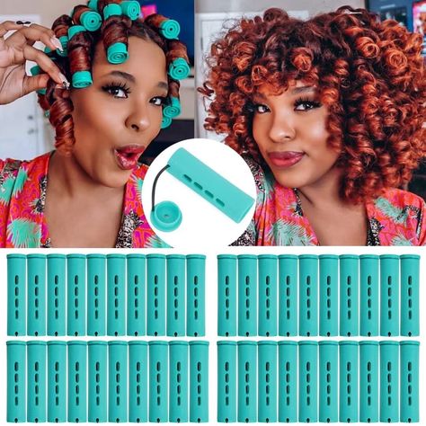 Natural Flexi Rod Hairstyles, Short Hair Rollers, Hair Curling Rods, Long Short Hair, Natural Hair Wedding, Hair Tool Set, 4c Hair Care, Perm Rod Set, Curling Rods