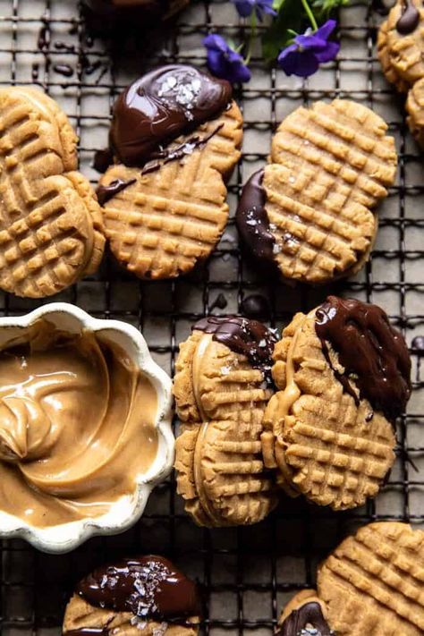 Healthier Homemade Nutter Butter Cookies | halfbakedharvest.com Homemade Nutter Butter Cookies, Half Baked Harvest Recipes, Chocolate Dipped Cookies, Nutter Butter Cookies, Peanut Butter And Chocolate, Nutter Butter, Pop Tart, Harvest Recipes, Smitten Kitchen