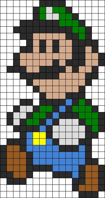 Luigi Mario Bros Perler Bead Pattern / Bead Sprite Pixel Art Mario, Pixel Art Minecraft, Perler Beads Ideas, Perler Bead Mario, Perler Projects, Modele Pixel Art, Pixels Art, Fuse Bead Patterns, Pixel Art Templates