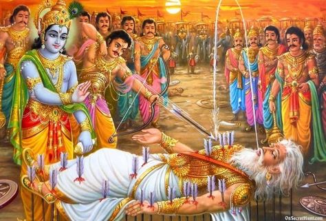 Bhishma Pitamah Bhagavata Purana, The Mahabharata, Hindu Mythology, Krishna Painting, Krishna Photos, Lord Krishna Images, God Pictures, Hindu Deities, Krishna Images