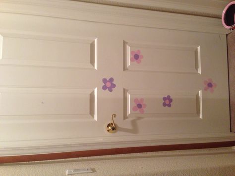 I painted my door to look like Boo's door in Monsters Inc :) Boo's Door, Disney Nursery, Monsters Inc, Painted Doors, Baby Fever, Girl Nursery, Diy Painting, To Look, Door Handles