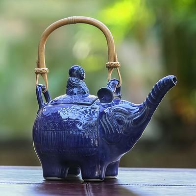 Ceramic teapot, 'Buddha and the Sapphire Elephant'. Shop from #UNICEFMarket and help  #UNICEF save the lives of children around the world. Elephant Teapot, Lotus Symbol, Teapots Unique, Pottery Teapots, Ceramic Teapot, Teapots And Cups, Porcelain Teapot, Nagasaki, Stoneware Ceramics