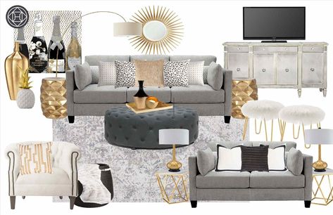 Glam living room decor Cream And Gold Living Room, Gold Living Room Furniture, Black And Gold Living Room, Gold Room Decor, Gold Living Room Decor, Glam Living Room Decor, Cream Living Rooms, Gold Living, Living Room Table Sets