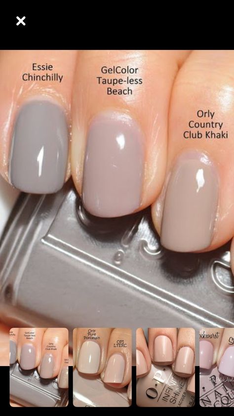 Best Grey Nail Polish, Nail Color Fair Skin, S And S Nails, Nail Shades, Opi Gel Nails, French Manicure Nails, Subtle Nails, Polish Colors, Essie Nail