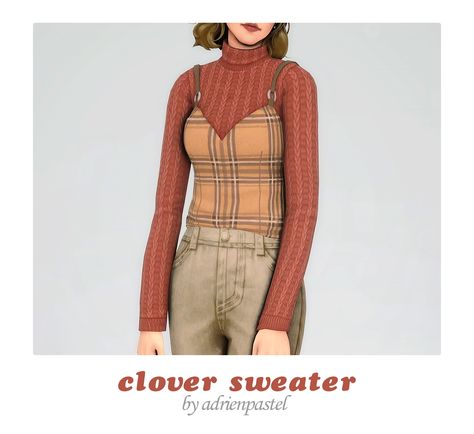 📑 Clover Sweater · | AdrienPastel on Patreon Male Sweaters, Sims 4 Patreon, Dressy Sweaters, Sims 4 Dresses, Sims 4 Mods Clothes, Fuzzy Sweater, Free Instagram, Sims 4 Cc, Maxis Match