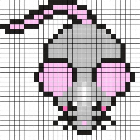 Possum Perler Beads, Rat Pony Bead Pattern, Rat Bead Pattern, Rat Pixelart, Rat Pixel Art, Rat Kandi Pattern, Rat Pixel Art Grid, Rat Perler Beads, Chinchilla Perler Beads