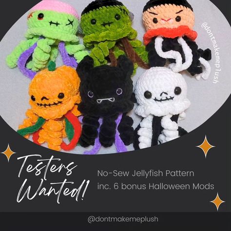 📢 Tester Call! 📢 I'm so excited to announce that my first crochet pattern is almost ready, and I'm looking for testers to help me bring it to life! If you love quick, fun projects with a spooky twist, this no-sew jellyfish pattern is for you! 🎃 Includes 6 Halloween-themed mods ⏳ Quick and beginner-friendly 📄 Digital PDF with detailed instructions Testing Conditions: ✔️ Must have a public crochet account (so I can see your work) ✔️ Be able to complete the project within 1 week ✔️ Provide ... Halloween Jellyfish, Jellyfish Halloween, Jellyfish Pattern, First Crochet, Almost Ready, Craft Fair, Bring It, Jellyfish, Craft Fairs