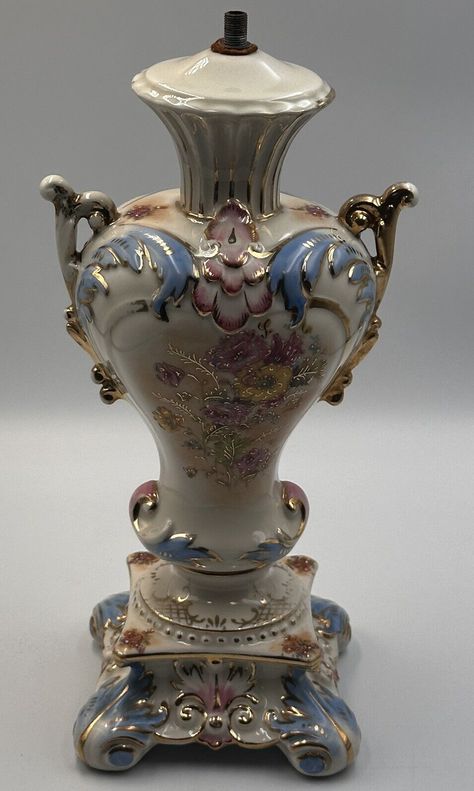 VINTAGE FRENCH STYLE Porcelain Lamp Bedroom Rococo Pink Blue Gold Hand Decorated $101.85 - PicClick CA Rococo Lamp, Rococo Vase, Vintage French Style, Decorating 101, Pinterest Contest, Lamp Bedroom, Porcelain Lamp, Rococo Style, Gold Hand