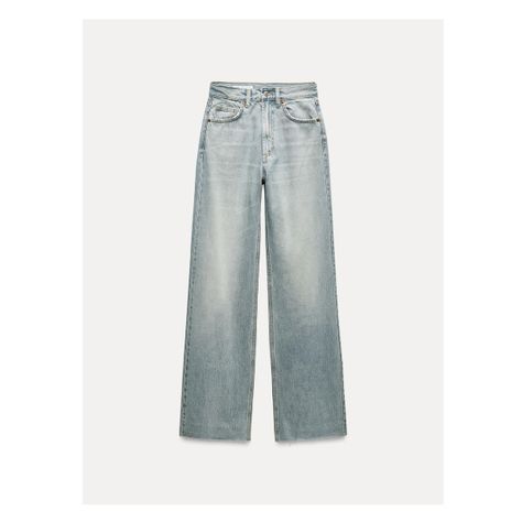 HIGH-WAIST - WIDE-LEG - FULL LENGTHRigid fabric high-waist jeans with a five-pocket design. Belt loops. Long wide legs. Zip fly and metal top button fastening. Wide Fit Jeans, Jeans Large, Zara Medium Wash Wide Leg Bottoms, Zara Light Blue Straight Leg Bottoms, Zara Straight Leg Denim Bottoms, Zara Blue Wide-leg Bottoms, Zara Light Blue Wide-leg Bottoms, Bershka Jeans, High Rise Wide Leg Jeans