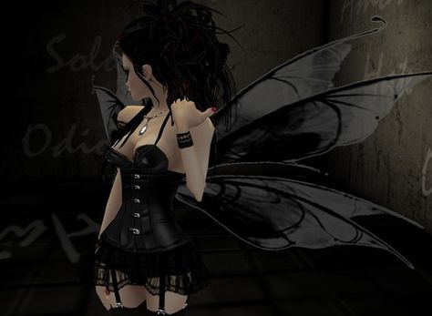 dark fairy Emo Fairy Costume, Dark Pixie Costume, Dark Pixie Aesthetic, Fairy With Black Hair, Dark Fairy Costume Diy, Scary Fairy Costume, Goth Fairy Art, Dark Fairy Halloween Costumes, Gothic Fairy Aesthetic