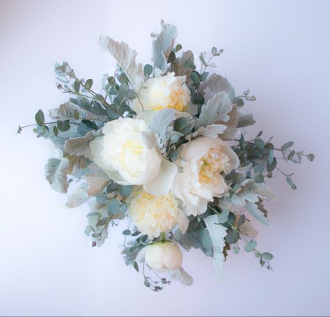 Peonies, Dusty miller and Gunni Euc Cascade Bridal Bouquet, Holiday Luncheon, Cascading Bridal Bouquets, Flower Truck, Dusty Miller, Hand Bouquet, Guest Gifts, Wedding Inspirations, Picture Poses