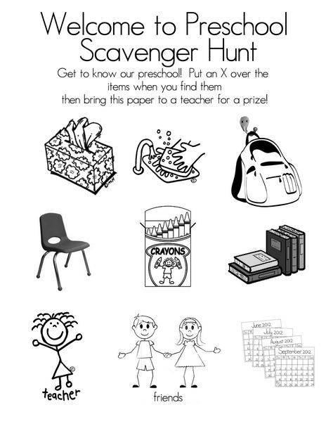 Preschool Open House FREE Printable Scavenger Hunt - Tips from a Typical Mom Toddler Meals 1 Year, Preschool Open House, Free Printable Scavenger Hunt, Teaching Prek, Preschool Scavenger Hunt, Classroom Scavenger Hunt, Welcome To Preschool, Printable Scavenger Hunt, Curriculum Night