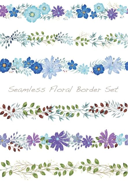 Free vector seamless vector watercolor f... | Free Vector #Freepik #freevector #bridal-bouquet #watercolor-flowers #watercolor-floral #flower-clip-art Watercolor Floral Border, Red Rose Png, Watercolour Wedding Stationery, Watercolor Border, Eucalyptus Wedding Invitation, Wedding Logo Monogram, Vintage Borders, Victorian Flowers, Floral Border Design