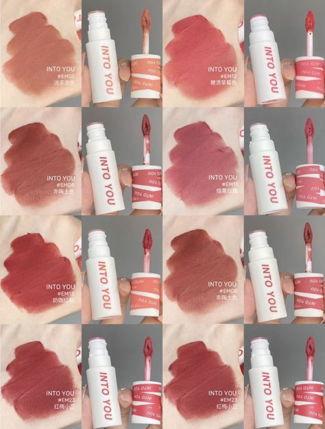 Chinese Lip Tint, Make Up Lip Gloss, Red Lip Tint, Korean Lip Tint, Lip Mud, Chinese Makeup, Douyin Makeup, Beauty Glazed, Korean Eye Makeup