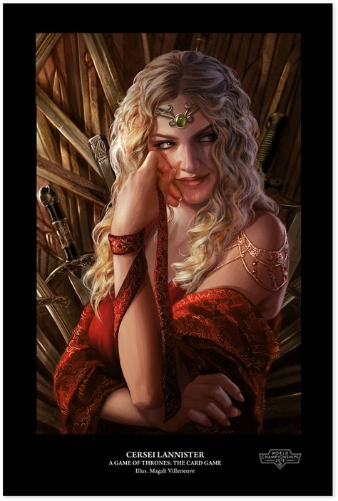 Victory at King's Landing - Fantasy Flight Games Magali Villeneuve, Cercei Lannister, Lannister Art, Game Of Thrones Cersei, Cersei And Jaime, Margaery Tyrell, Asoiaf Art, King's Landing, Jaime Lannister