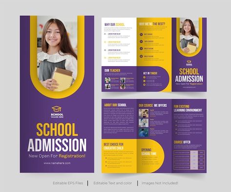 Leaflets Ideas School, School Admission Brochure, College Brochure Design Creative, School Leaflet Design, Brochure Design Ideas For School, School Brochure Design Ideas, School Brochure Design Creative, Collage Admission, Brochure Design For School